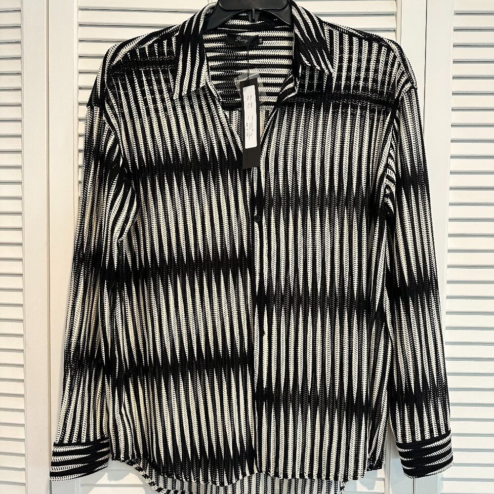 Black and White stripped men's mesh top.